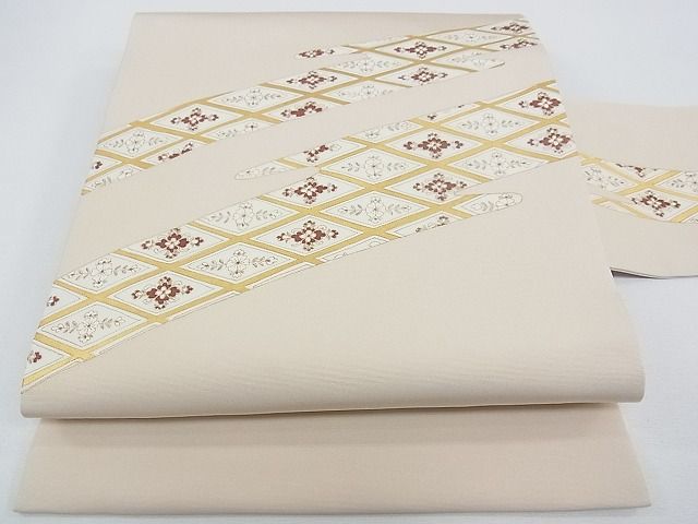 平和屋本店■極上 銀座きしや 塩瀬 九寸名古屋帯 霞花菱文 金彩 逸品 未使用 CZAA0397s4