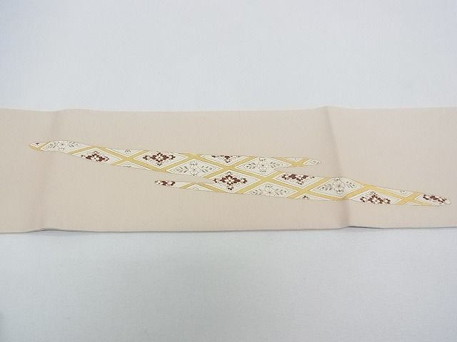 平和屋本店■極上 銀座きしや 塩瀬 九寸名古屋帯 霞花菱文 金彩 逸品 未使用 CZAA0397s4
