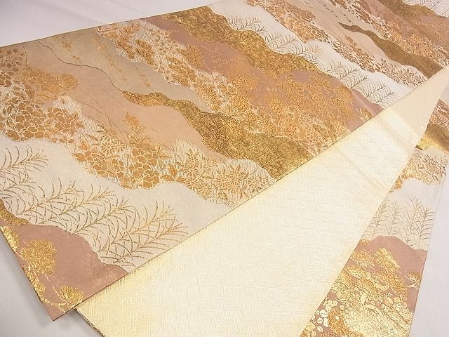 平和屋着物◎佐賀錦 六通柄袋帯 霞草花文 金糸 逸品 CAAE4085eg