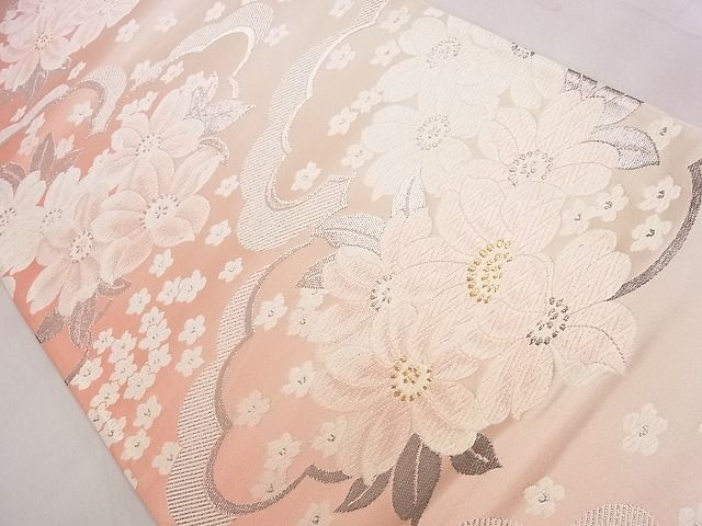 平和屋着物◎六通柄袋帯 唐織 雲取り草花文 金銀糸 逸品 CAAE4116eg