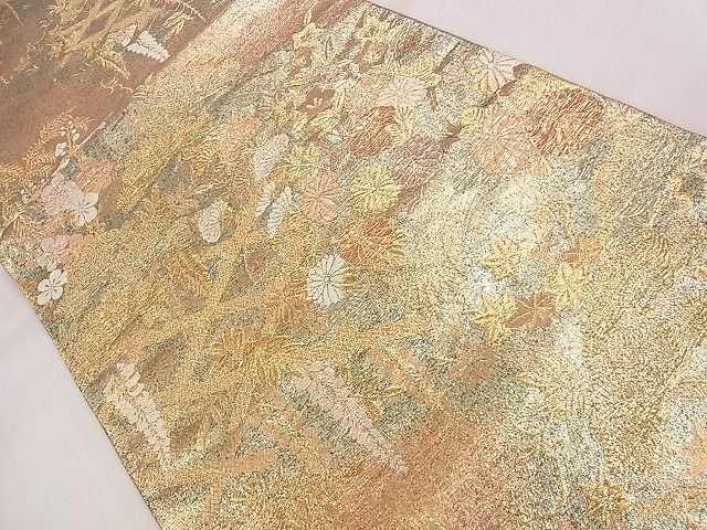 平和屋着物◎六通柄袋帯 唐織 蒔絵 金糸 逸品 CAAE4143eg