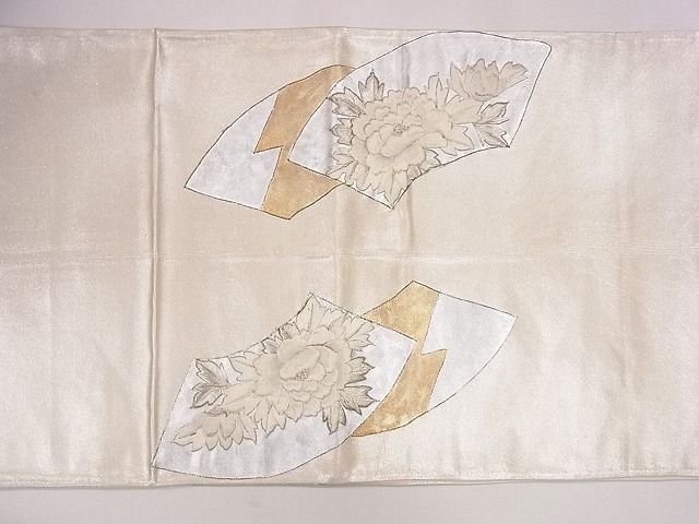 平和屋着物◎六通太鼓柄袋帯 駒刺繍 地紙流水草花文 金銀彩 逸品 CAAE4231eg
