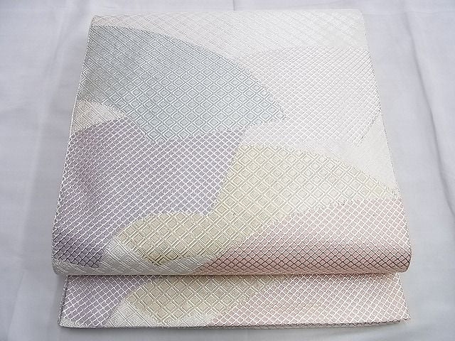 平和屋着物◎佐賀錦 六通柄袋帯 地紙重ね文 銀糸 逸品 BAAF6802ow