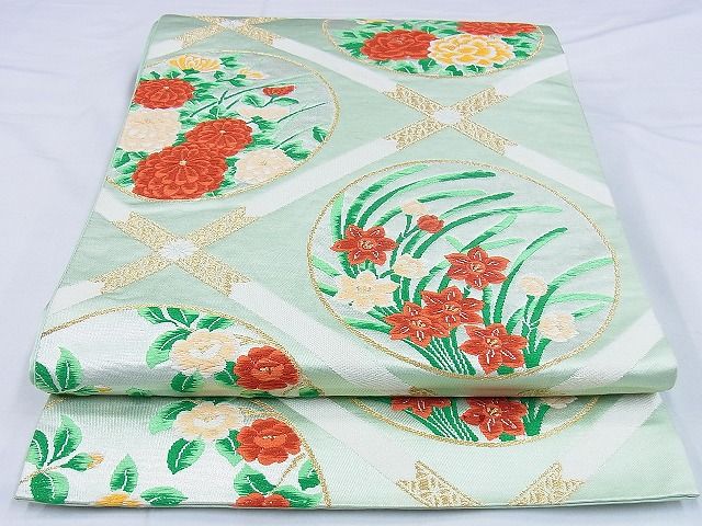 平和屋着物◎六通柄袋帯 唐織 花丸文 金糸 逸品 BAAF0001th