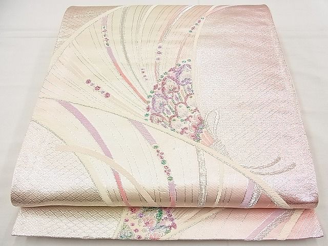 平和屋着物◎両面六通柄袋帯 唐織 飾花文 銀糸 逸品 BAAE4539kj