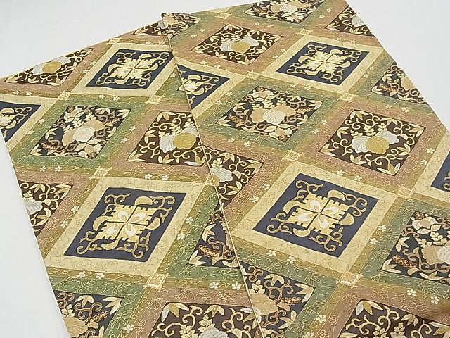 平和屋本店■最高級 明綴れ 全通柄袋帯 桐唐草菱文 金糸 逸品 CYAA0134s4