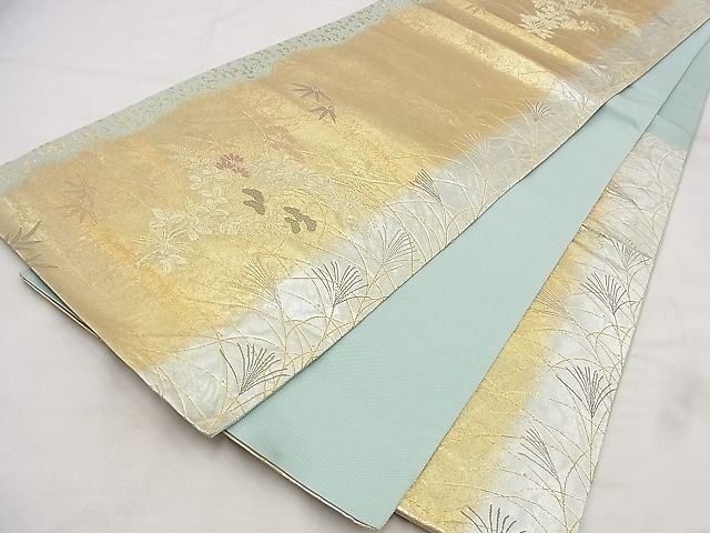 平和屋着物◎六通柄袋帯 唐織 蒔絵集 蒔絵秋草調 金糸 引箔 逸品 BAAF1493qt