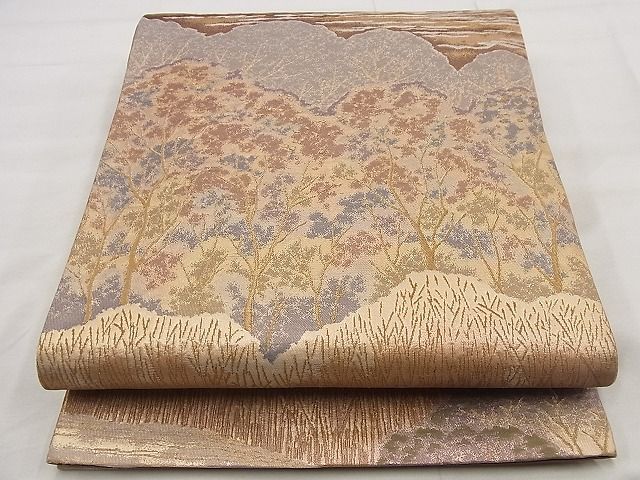 平和屋着物◎六通柄袋帯 風景文 金糸 逸品 BAAF1511qt