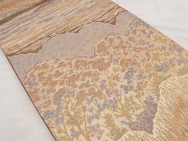 平和屋着物◎六通柄袋帯 風景文 金糸 逸品 BAAF1511qt