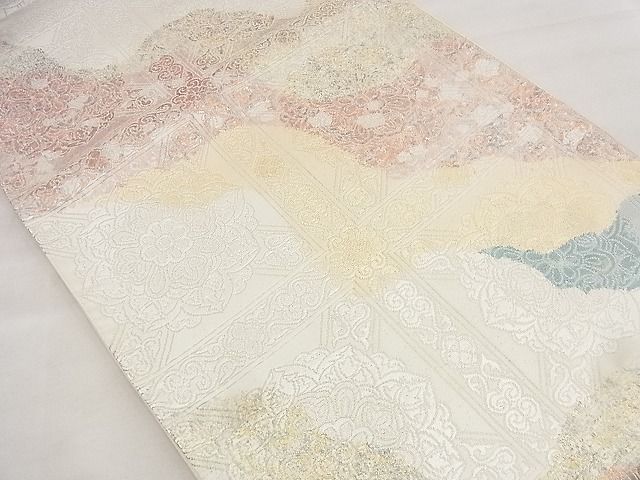 平和屋着物◎六通柄袋帯 道長草花文 銀糸 逸品 BAAF1531qt