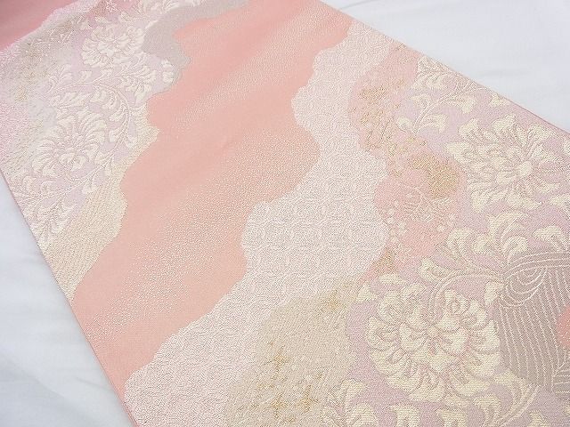 平和屋着物◎六通柄袋帯 道長草花文 金糸 逸品 BAAF0186th