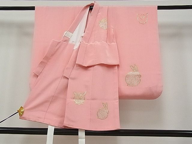 平和屋本店■希少 京都祇園の老舗 ぎをん齋藤 七五三 3歳 祝着・襦袢セット 駒刺繍 絞り 兎 たとう紙付き 逸品 未使用 CYAA0196s4