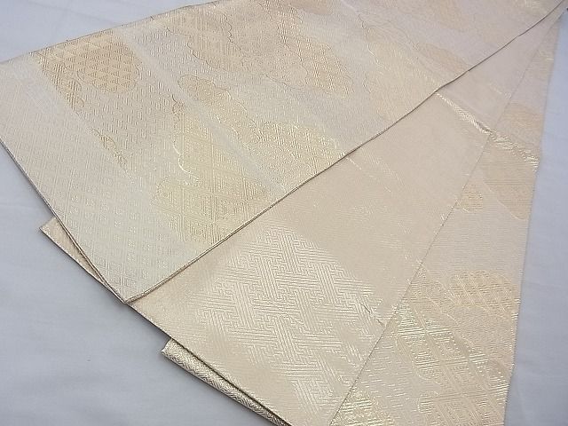 平和屋着物◎佐賀錦 全通柄袋帯 雲 金糸 逸品 BAAF2211du