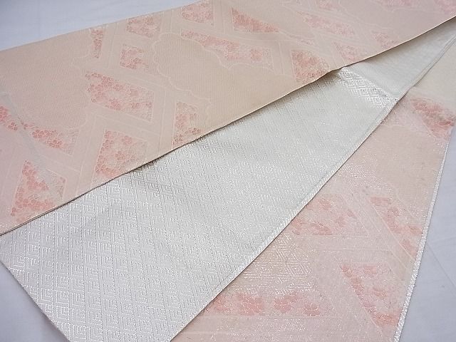 平和屋着物◎佐賀錦 六通柄袋帯 雲重ね草花文 純銀箔 逸品 BAAF2629ea