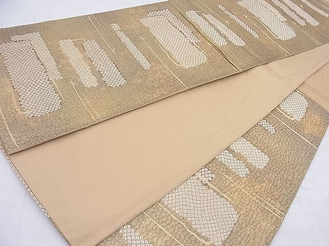 平和屋着物◎六通柄袋帯 横段文 金糸 逸品 BAAF2631ea