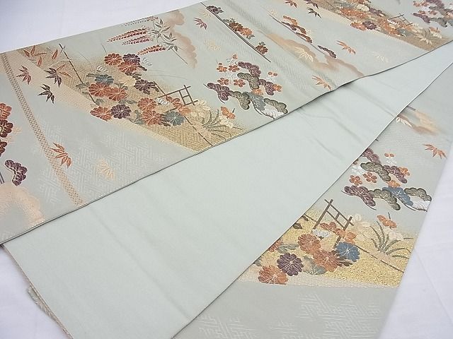 平和屋着物◎六通柄袋帯 草花文 金銀糸 逸品 BAAF2687ea
