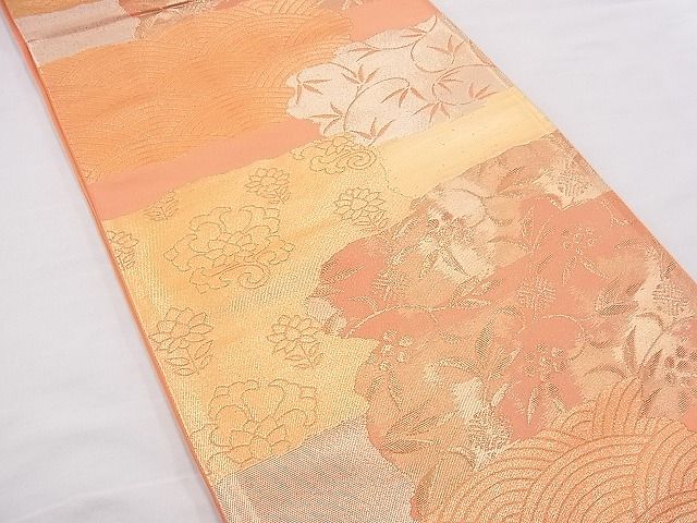 平和屋着物◎六通柄袋帯 笹蔓 金糸 逸品 BAAE9373hz