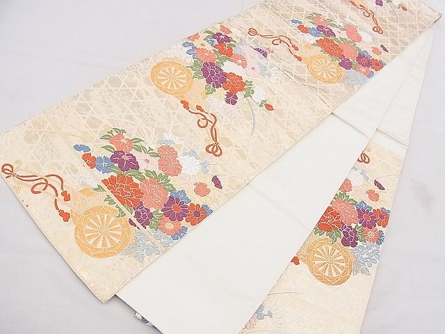 平和屋着物◎六通柄袋帯 唐織 花車文 金銀糸 逸品 BAAF8815hz