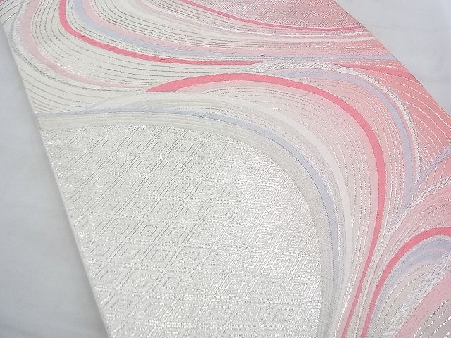 平和屋着物◎六通柄袋帯 唐織 流水文 銀糸 逸品 BAAF0575jm