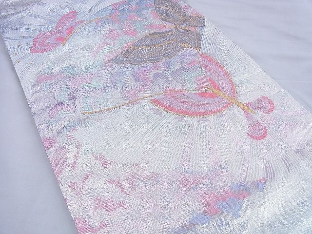 平和屋着物◎佐賀錦 全通柄袋帯 花鳥文 金銀糸 逸品 BAAF0828jm