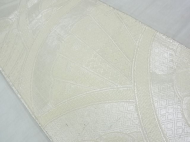 平和屋着物◎西陣 佐賀錦 全通柄袋帯 檜扇文 銀糸 逸品 BAAE9687ns