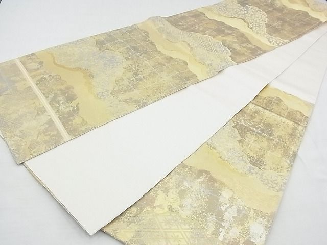 平和屋着物◎六通柄袋帯 道長花文 金糸 逸品 BAAE9702ns