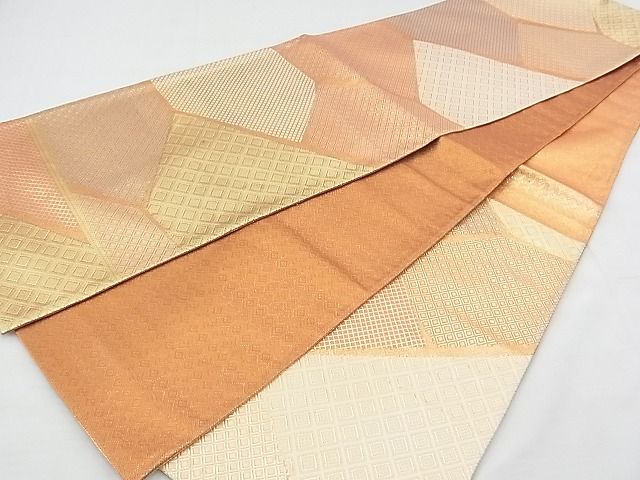 平和屋着物◎佐賀錦 六通柄袋帯 切嵌文様 金糸 逸品 BAAE9718ns