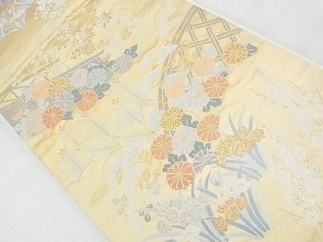 平和屋着物◎六通柄袋帯 唐織 嵯峨野春秋 金銀糸 逸品 BAAE9758ns