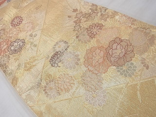 平和屋着物◎佐賀錦 六通柄袋帯 松皮菱花文 金糸 逸品 BAAE9769ns