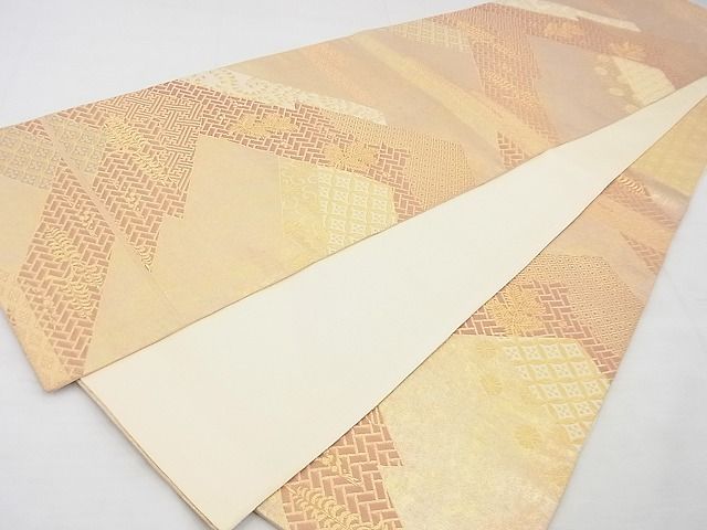 平和屋着物◎六通柄袋帯 松皮菱花文 金糸 引箔 逸品 BAAE9779ns