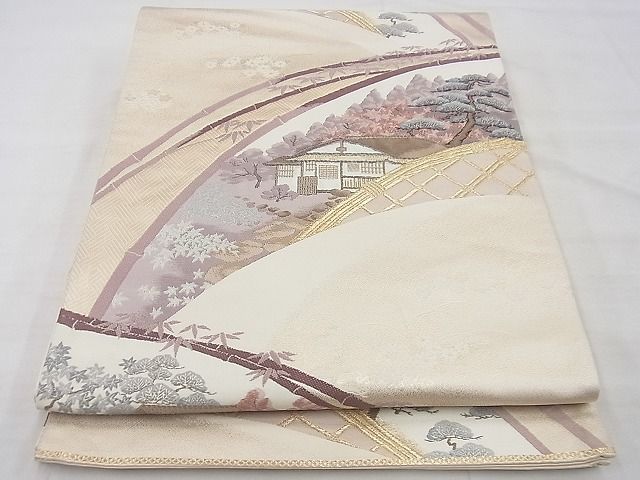平和屋着物◎西陣 六通柄袋帯 唐織 鷹ケ峰 巧芸箔 逸品 BAAE9780ns