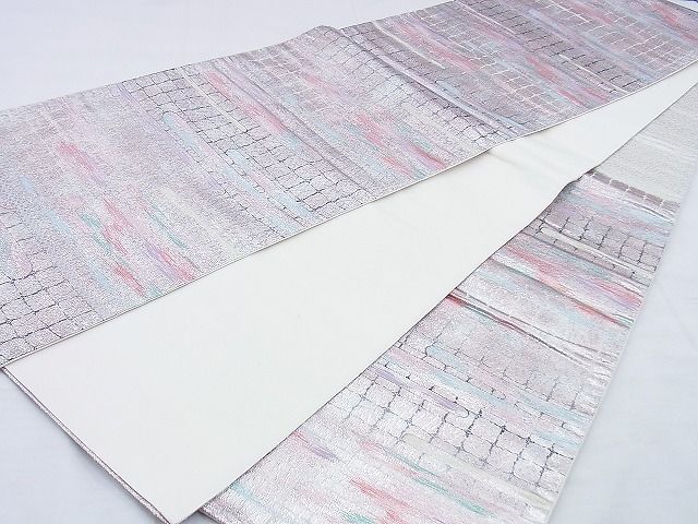 平和屋着物◎六通柄袋帯 霞文 銀糸 逸品 BAAF7004ns