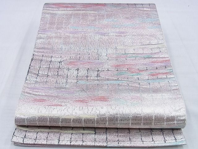 平和屋着物◎六通柄袋帯 霞文 銀糸 逸品 BAAF7004ns
