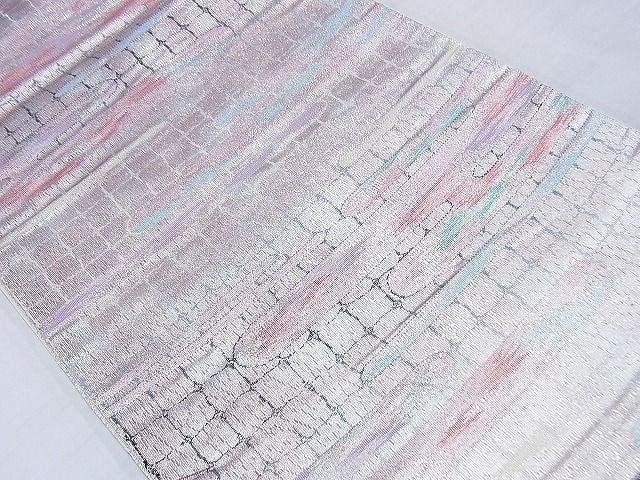 平和屋着物◎六通柄袋帯 霞文 銀糸 逸品 BAAF7004ns