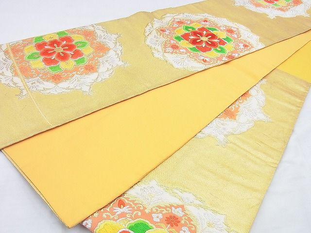 平和屋着物◎六通柄袋帯 唐織 正倉院花文 金銀糸 逸品 BAAF7030ns