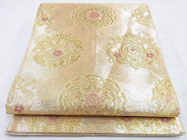 平和屋着物◎佐賀錦 六通柄袋帯 正倉院花文 金糸 逸品 BAAF7031ns