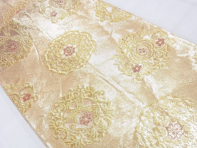 平和屋着物◎佐賀錦 六通柄袋帯 正倉院花文 金糸 逸品 BAAF7031ns