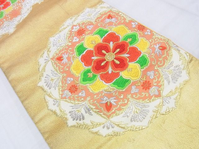 平和屋着物◎六通柄袋帯 唐織 正倉院花文 金銀糸 逸品 BAAF7030ns