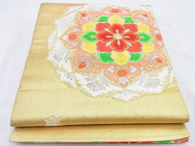 平和屋着物◎六通柄袋帯 唐織 正倉院花文 金銀糸 逸品 BAAF7030ns