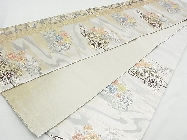 平和屋着物◎佐賀錦 六通柄袋帯 花車文 金銀糸 逸品 BAAF7081ns