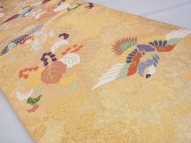 平和屋着物◎佐賀錦 六通柄袋帯 唐織 花鳥唐草文 金銀糸 逸品 BAAE9134ph
