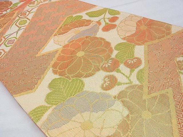 平和屋着物◎佐賀錦 六通柄袋帯 松皮菱花文 金糸 逸品 BAAE9139ph