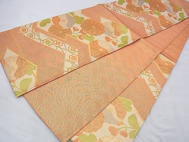 平和屋着物◎佐賀錦 六通柄袋帯 松皮菱花文 金糸 逸品 BAAE9139ph