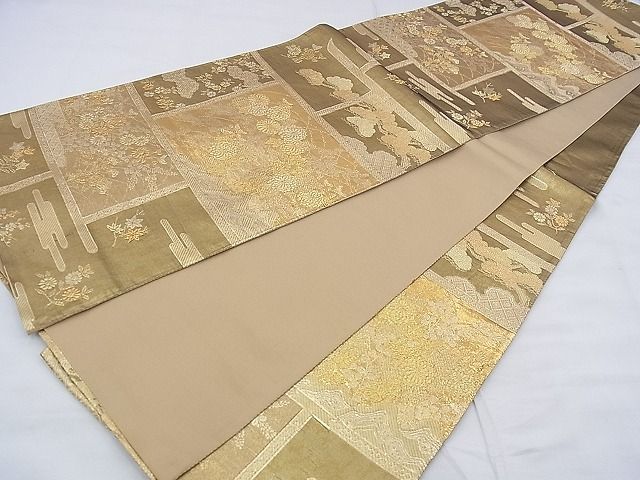 平和屋着物◎六通柄袋帯 慶錦 瑞祥三友文 金糸 逸品 BAAF7858ph