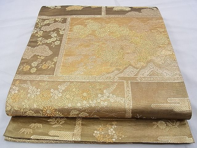 平和屋着物◎六通柄袋帯 慶錦 瑞祥三友文 金糸 逸品 BAAF7858ph