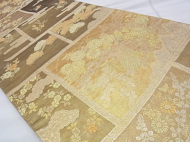 平和屋着物◎六通柄袋帯 慶錦 瑞祥三友文 金糸 逸品 BAAF7858ph