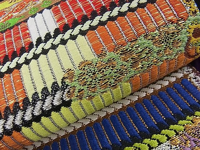 平和屋本店■極上 二代目・龍村平蔵 龍村光翔 本袋帯 鎧文錦 黒地 金銀糸 共箱付き 逸品 DZAA1050kh4