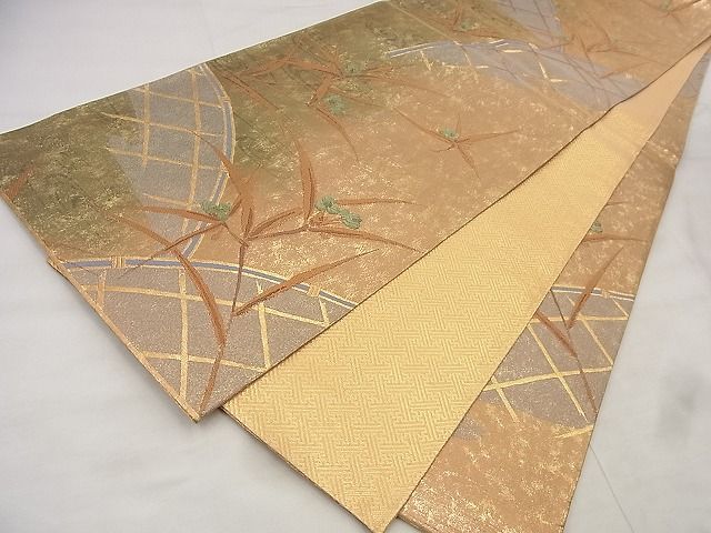 平和屋着物◎佐賀錦 全通柄袋帯 唐織 籬花文 金糸 逸品 BAAF1574qt