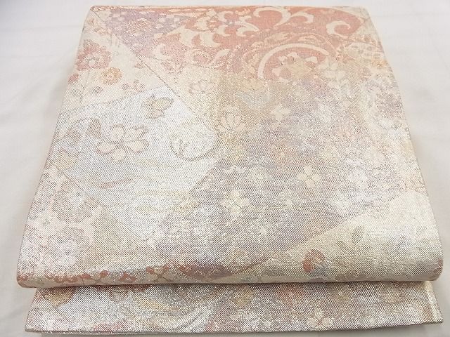 平和屋着物◎新佐賀錦 六通柄袋帯 切嵌更紗花文 金銀糸 逸品 BAAF8637qt