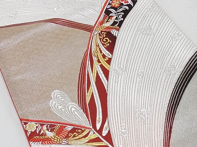 平和屋着物◎六通柄袋帯 花鳥文 金銀糸 正絹 逸品 AAAH2904Abw